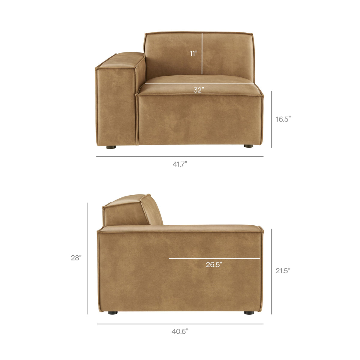 Restore 4-Piece Vegan Leather Modular L-Shaped Sofa