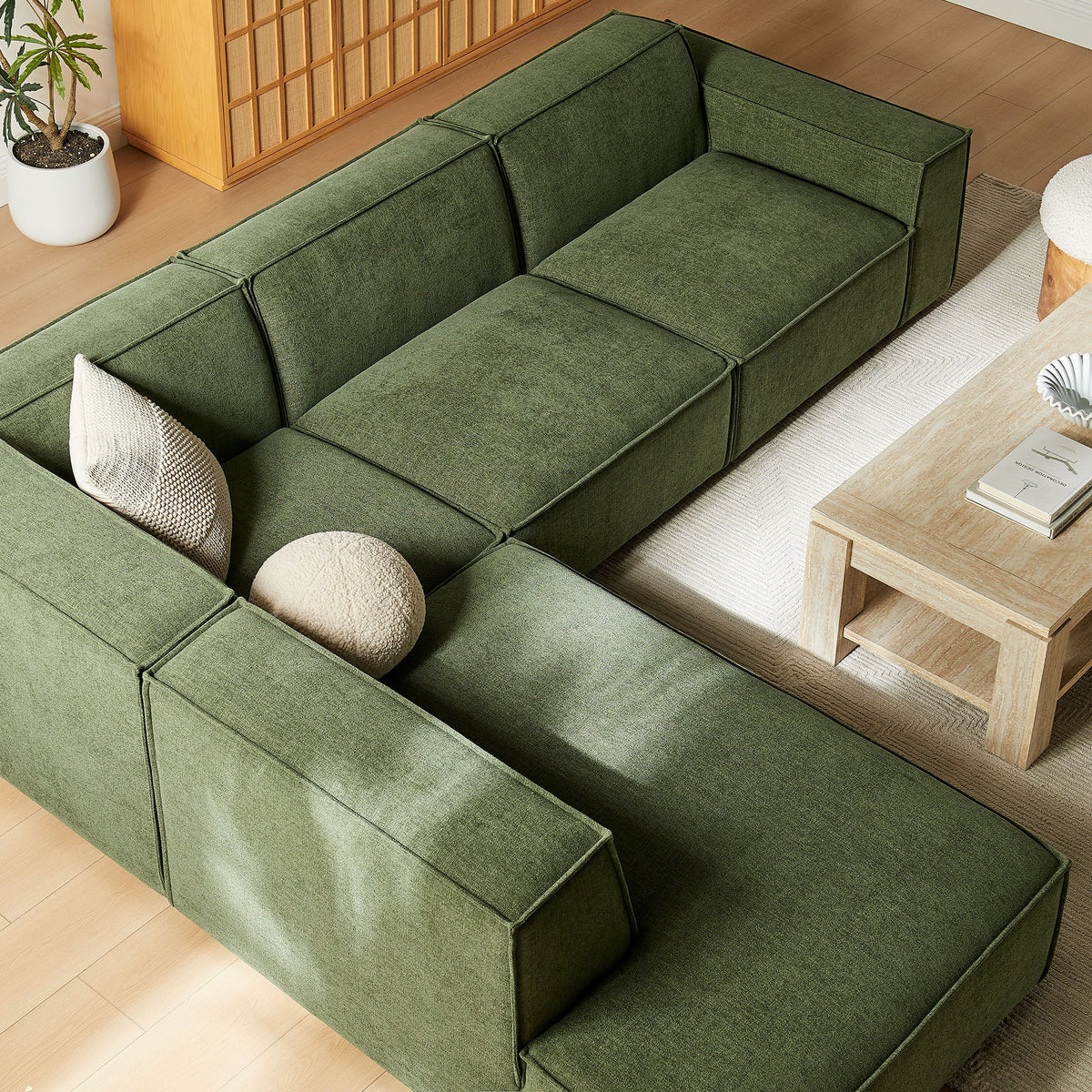 Restore 4-Piece Performance Fabric Upholstered Modular L-Shaped Sofa