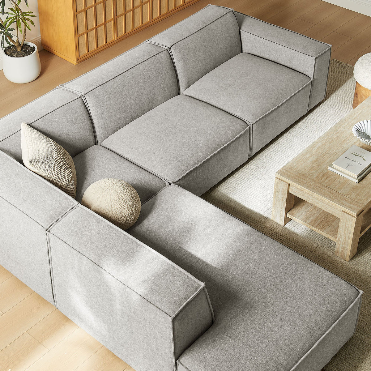 Restore 4-Piece Performance Fabric Upholstered Modular L-Shaped Sofa