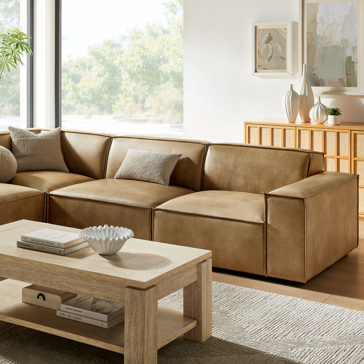 Restore 4-Piece Vegan Leather Modular L-Shaped Sofa