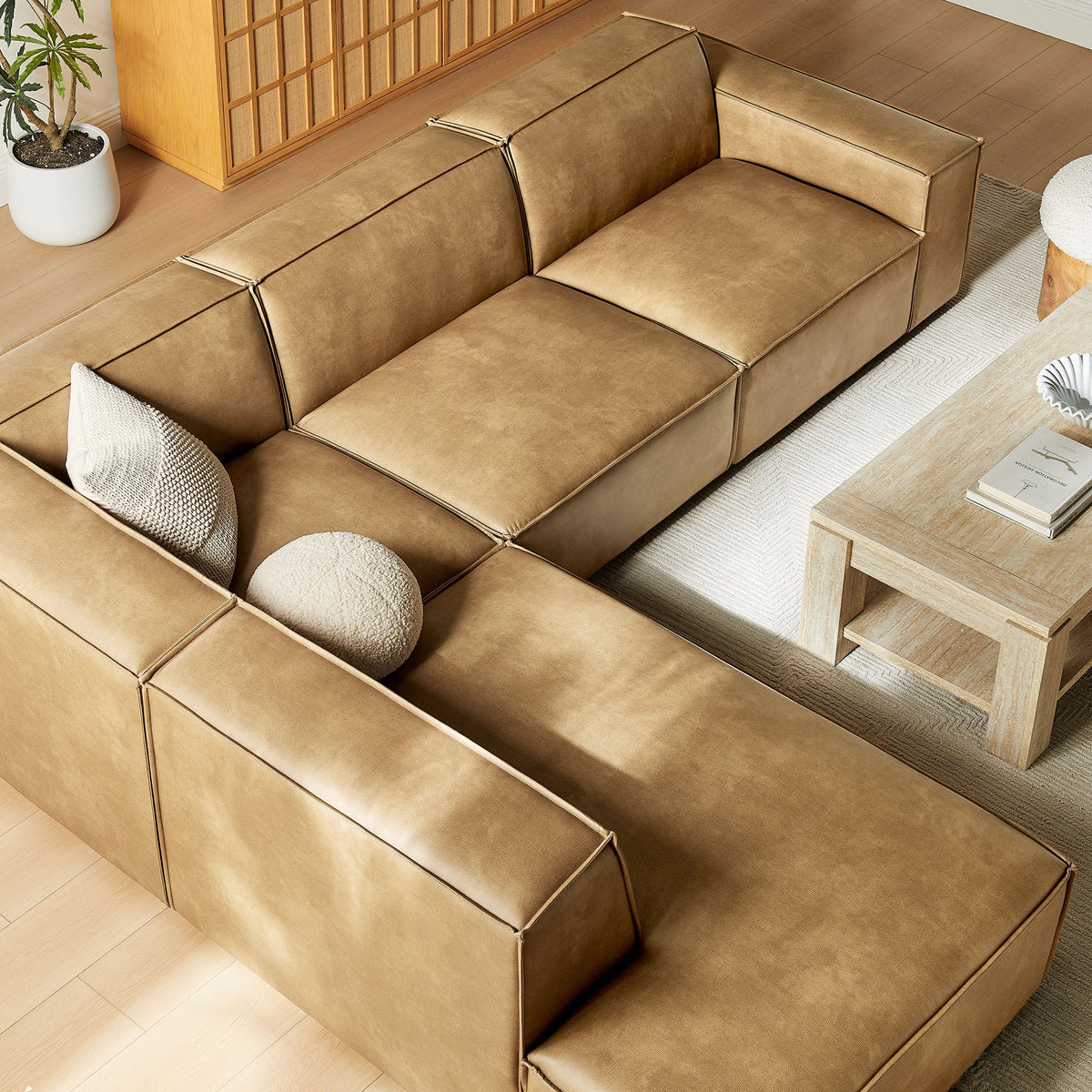 Restore 4-Piece Vegan Leather Modular L-Shaped Sofa