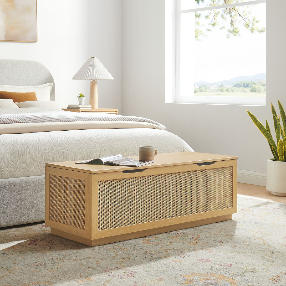 Soma Rattan Storage Bench, Oak - view 8