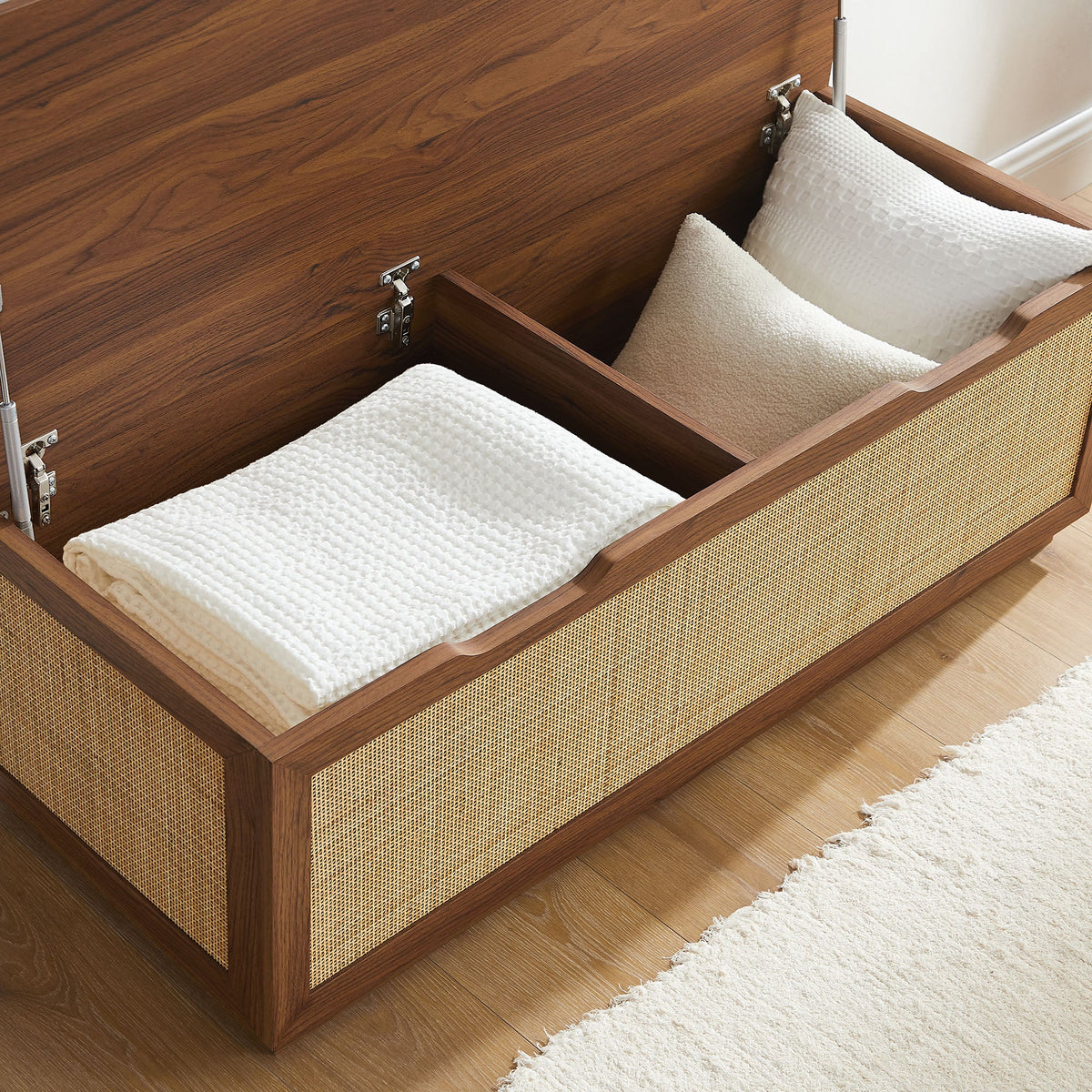 Soma Rattan Storage Bench, Walnut - view 6