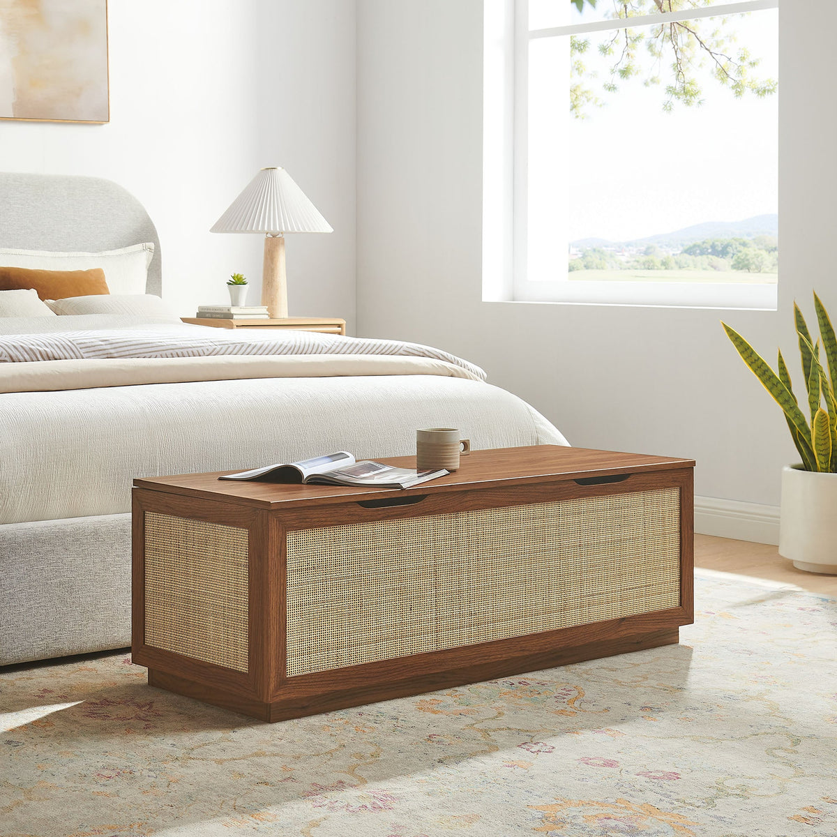 Soma Rattan Storage Bench, Walnut - view 8