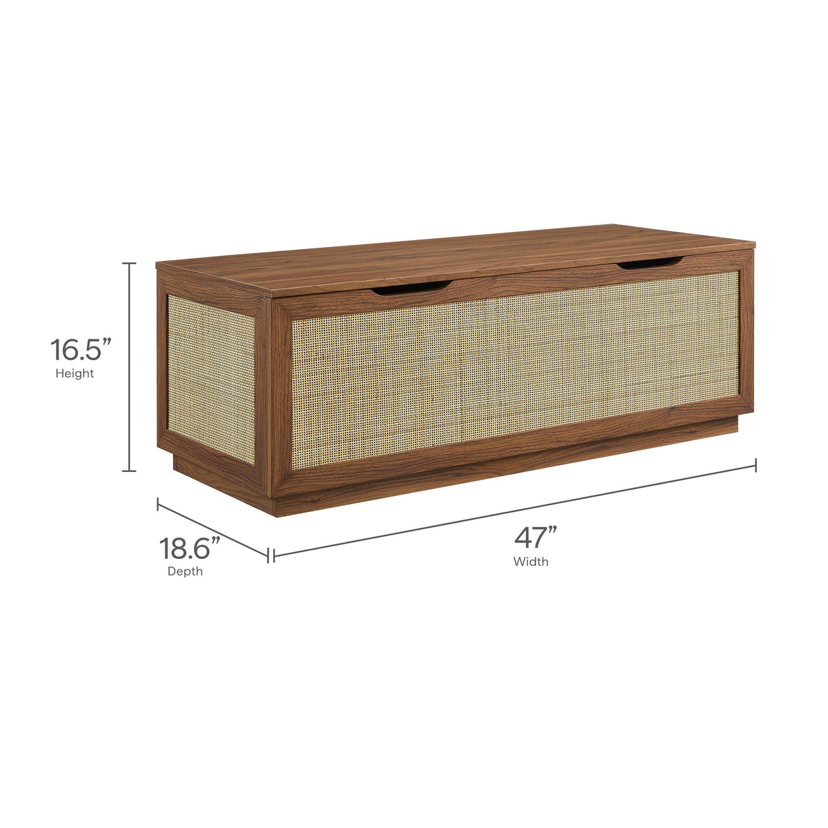Soma Rattan Storage Bench, Walnut - detail view