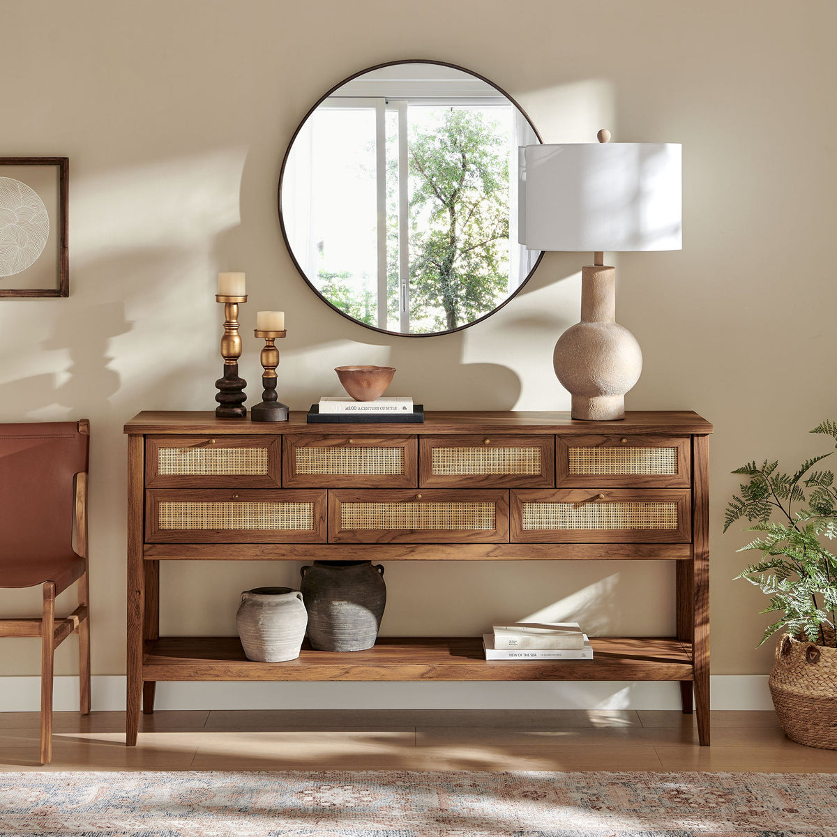 Soma 62 Inch Rattan Console Table