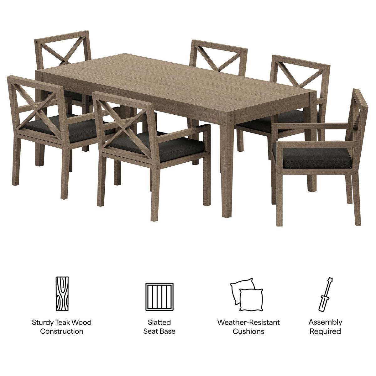 Northlake 7-Piece Outdoor Teak Wood Dining Set
