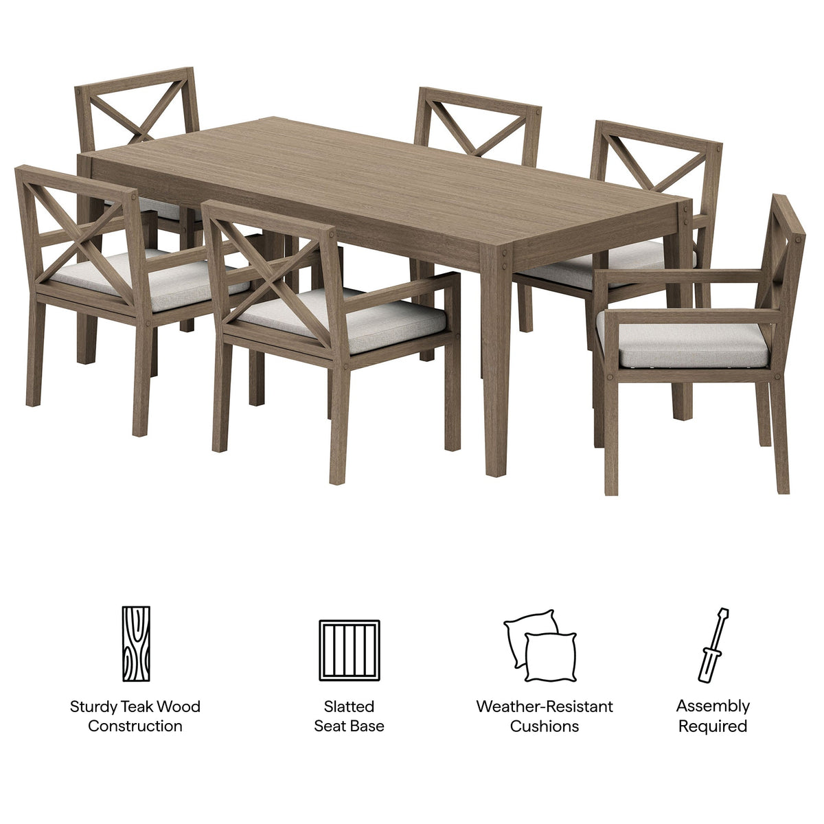 Northlake 7-Piece Outdoor Teak Wood Dining Set