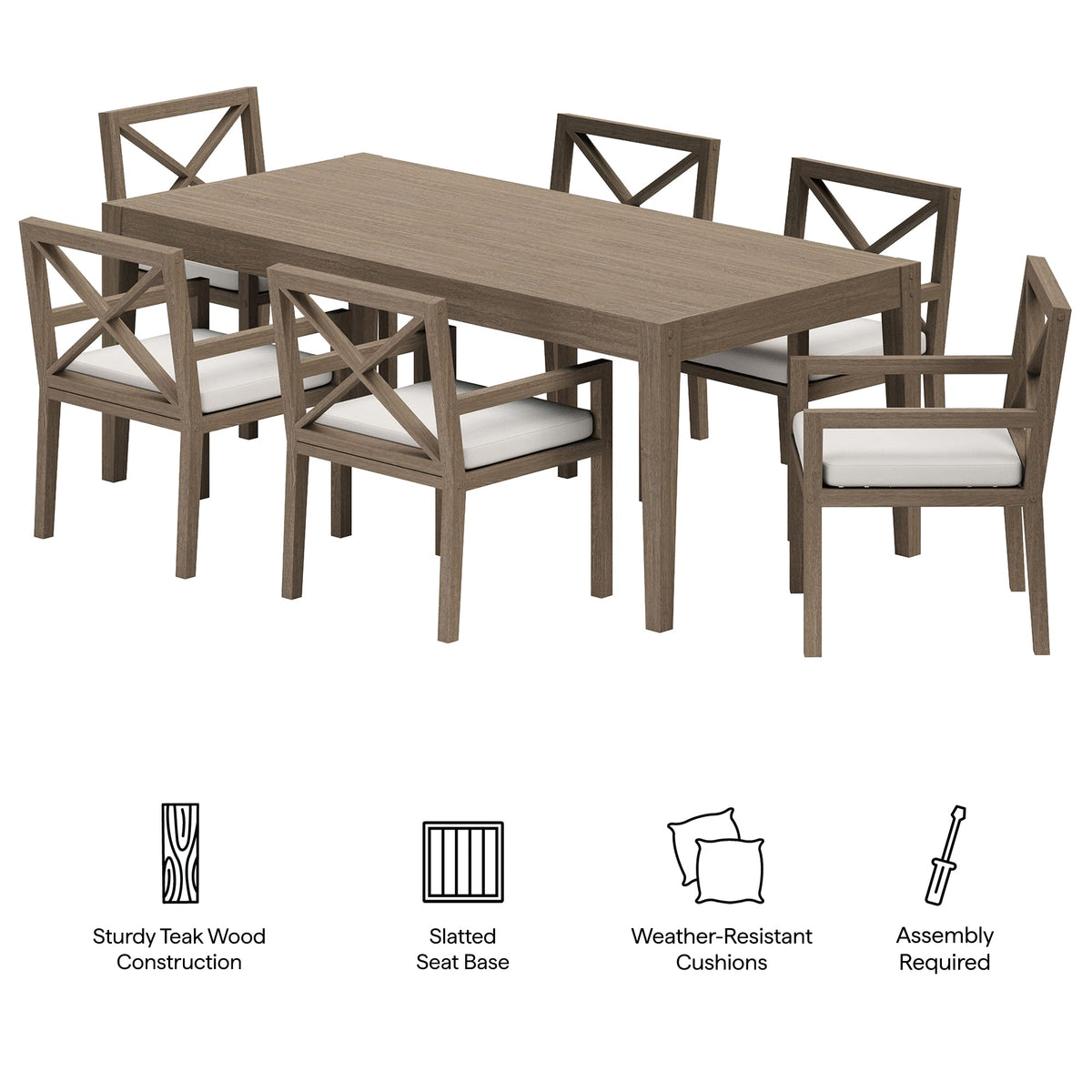Northlake 7-Piece Outdoor Teak Wood Dining Set