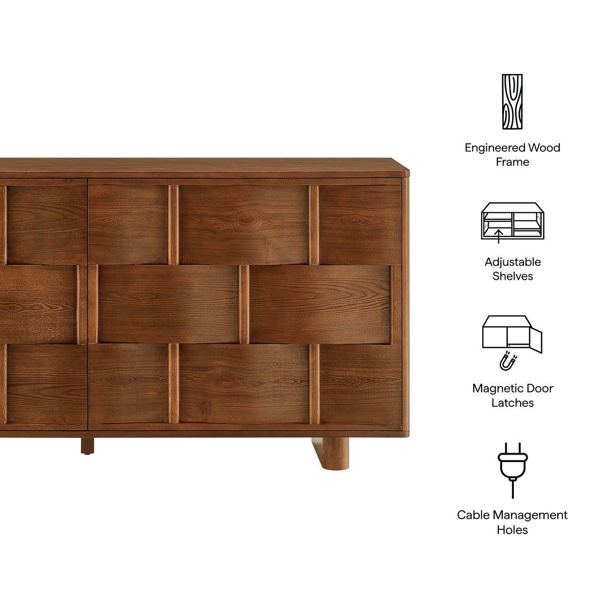 Foundry 71" Woven Design Buffet Storage Cabinet