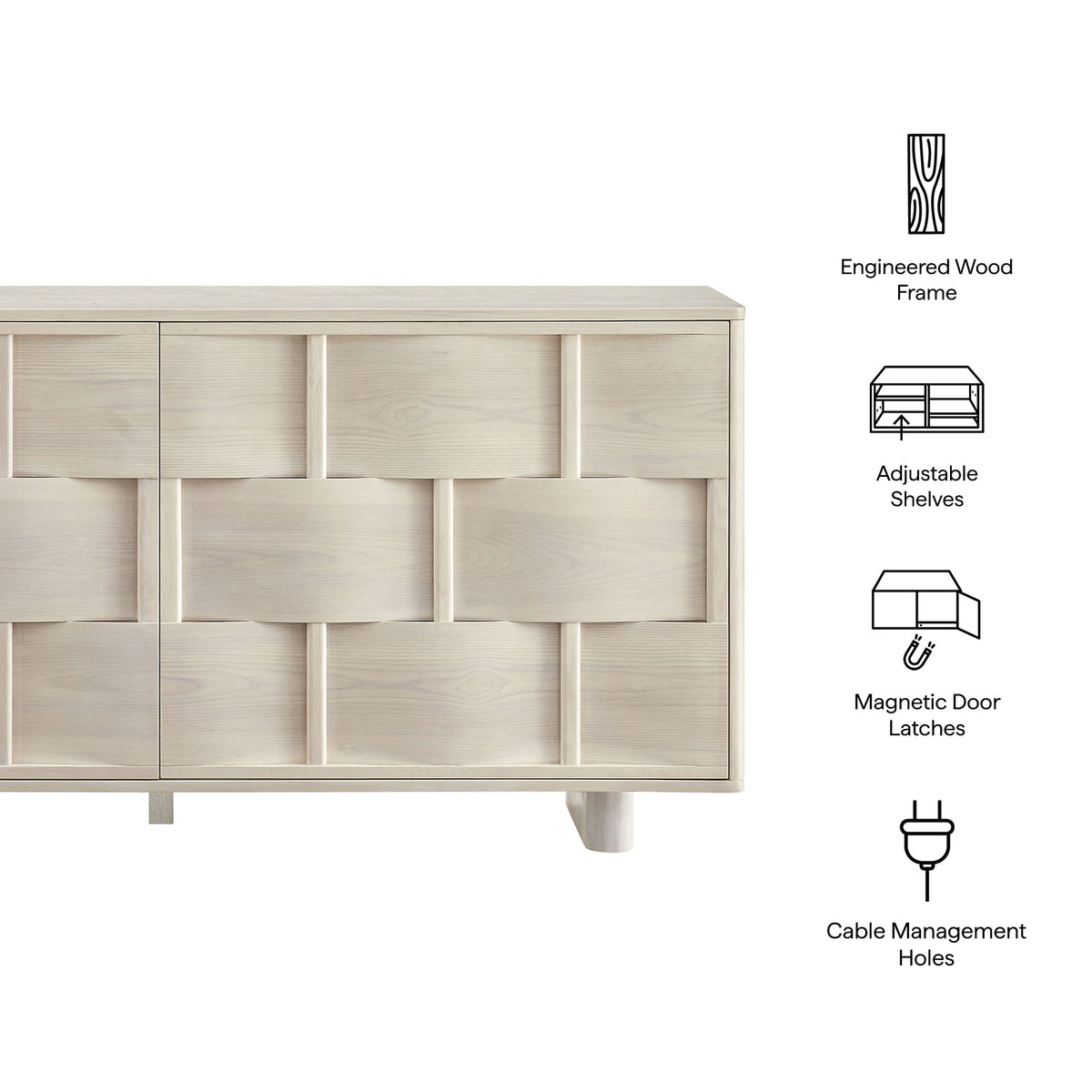 Foundry 71" Woven Design Buffet Storage Cabinet