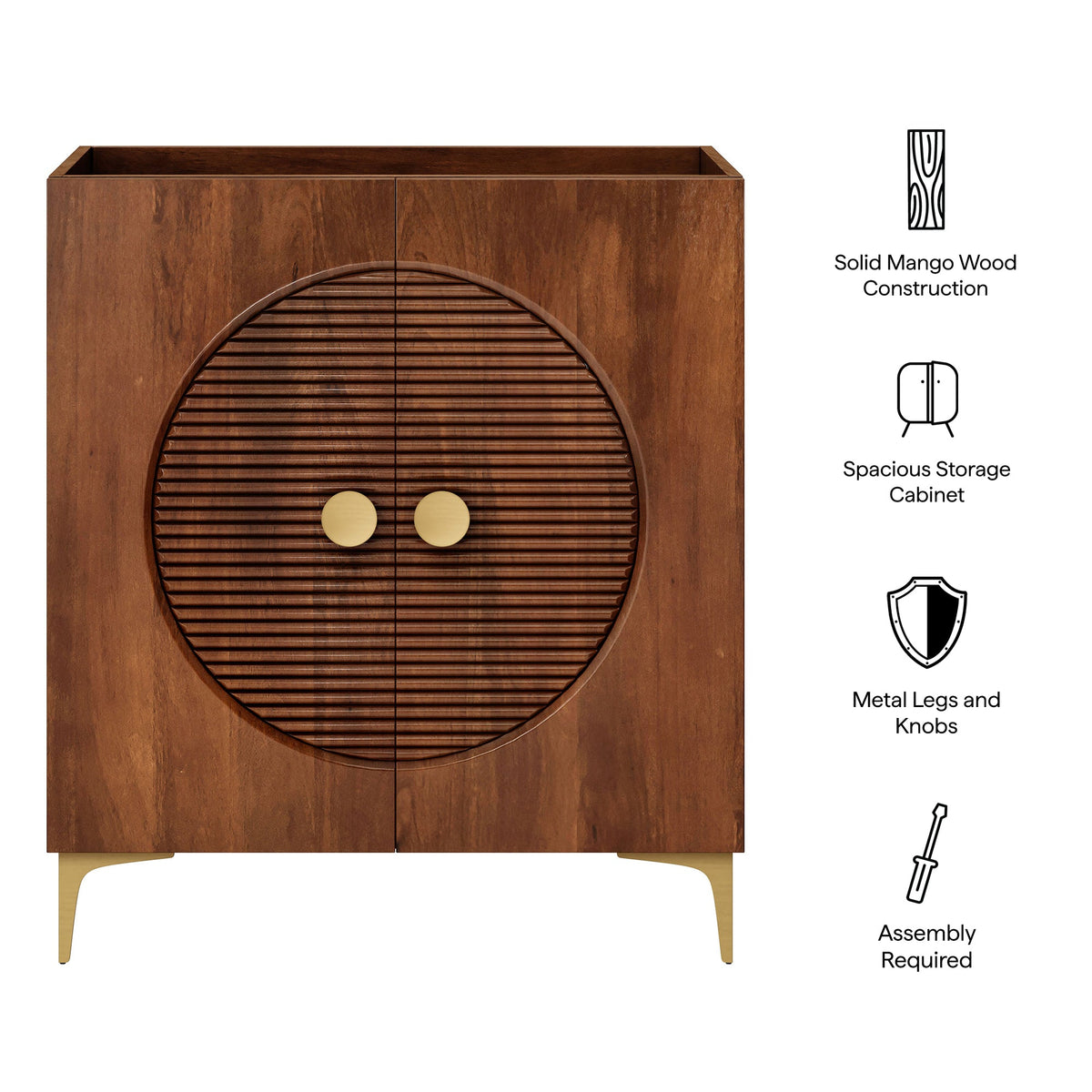 Vernon 30" Fluted Wood Vanity Cabinet Without Sink
