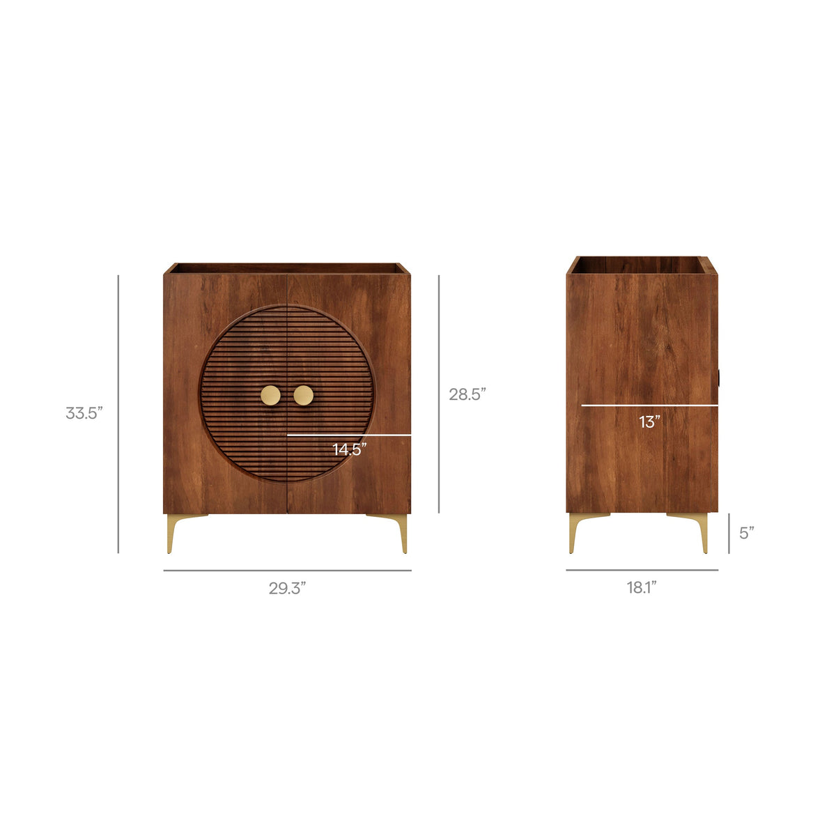 Vernon 30" Fluted Wood Vanity Cabinet Without Sink