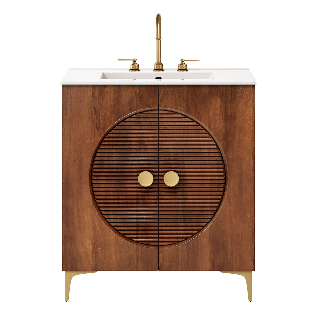 Vernon 30" Fluted Wood Vanity Cabinet With Sink - view 1