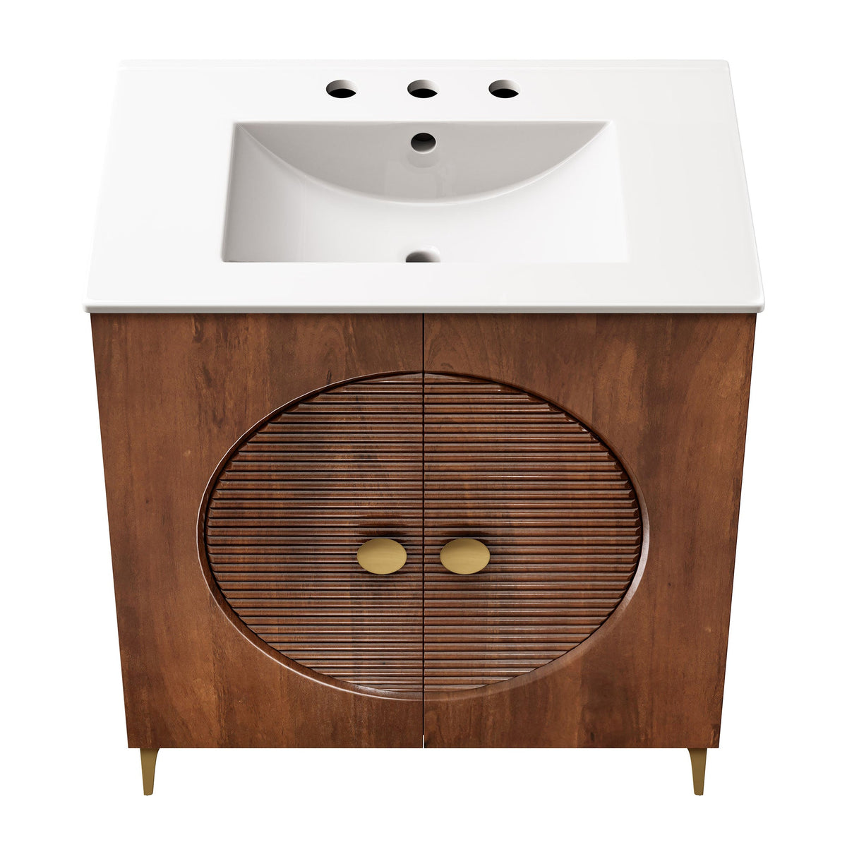 Vernon 30" Fluted Wood Vanity Cabinet With Sink - view 9