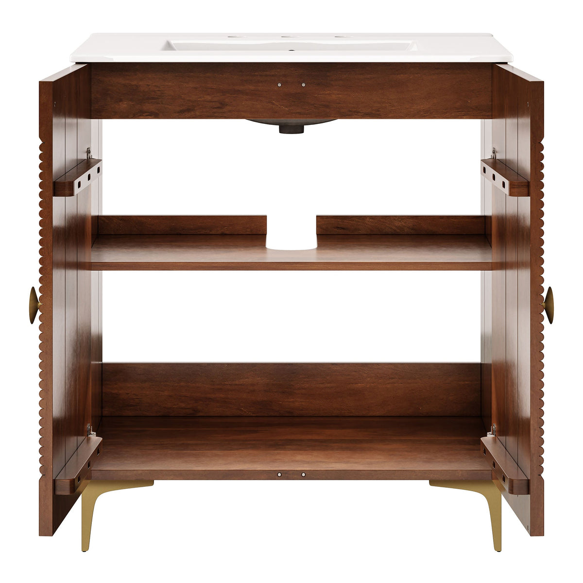 Vernon 30" Fluted Wood Vanity Cabinet With Sink - view 11