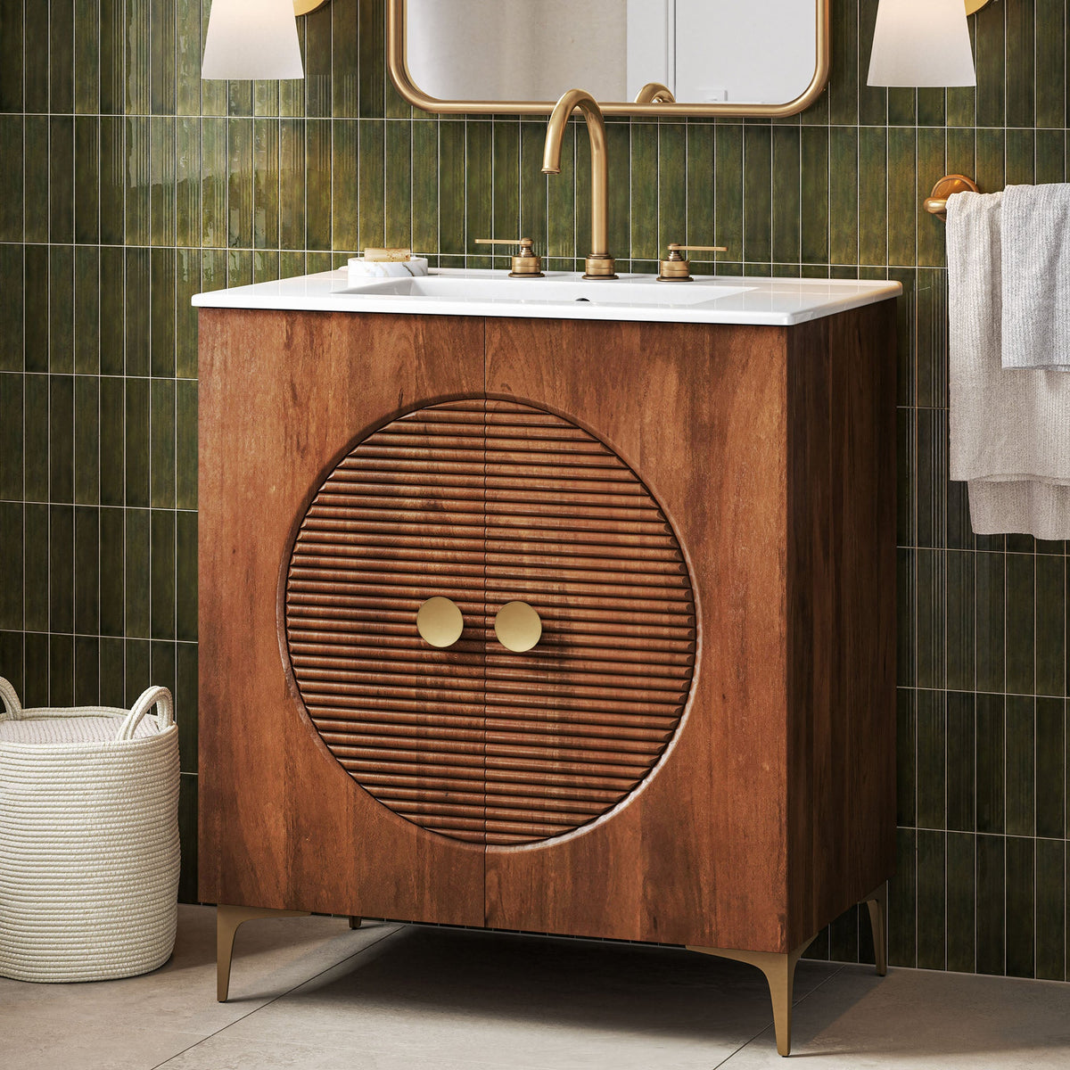Vernon 30" Fluted Wood Vanity Cabinet With Sink - view 13