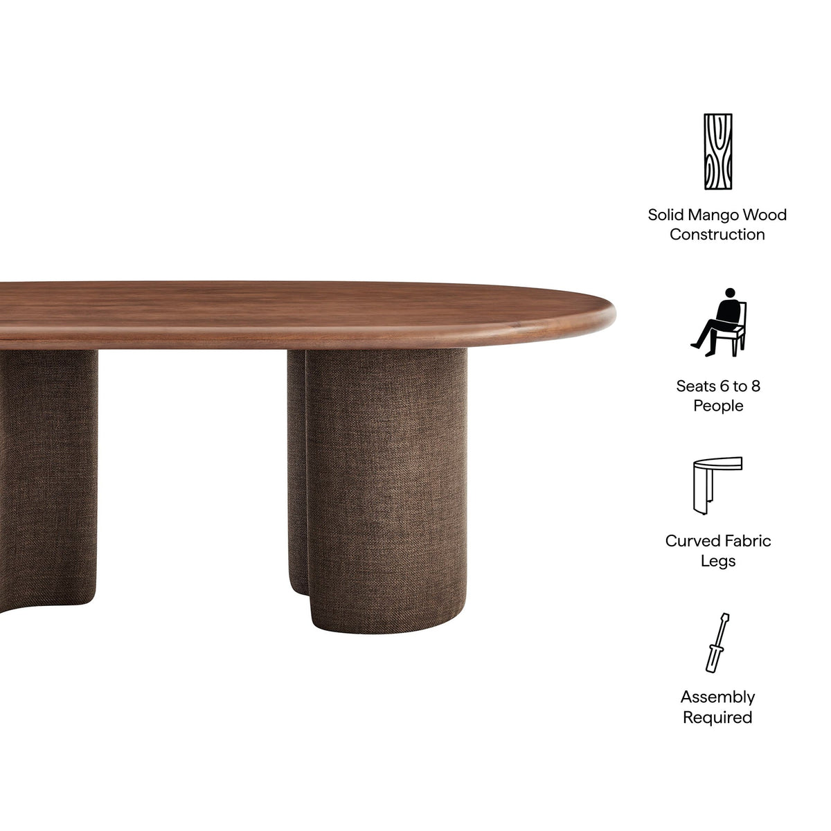 Enric 84 Inch Mango Wood Oval Dining Table