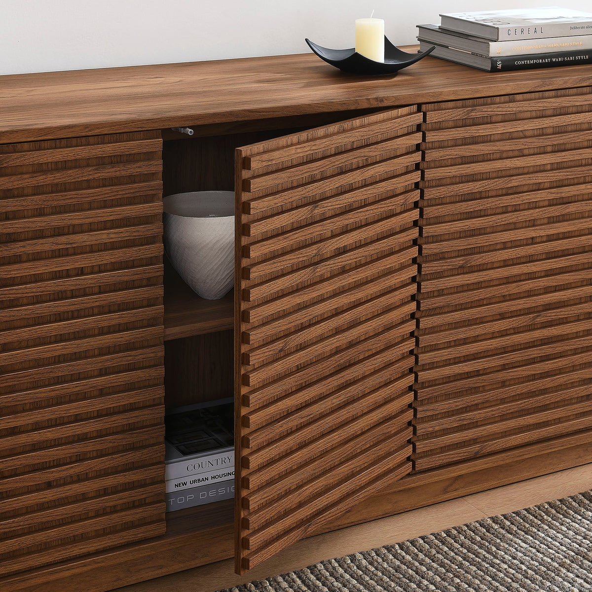 Render 4-Door Fluted Sideboard Cabinet TV Stand - view 11