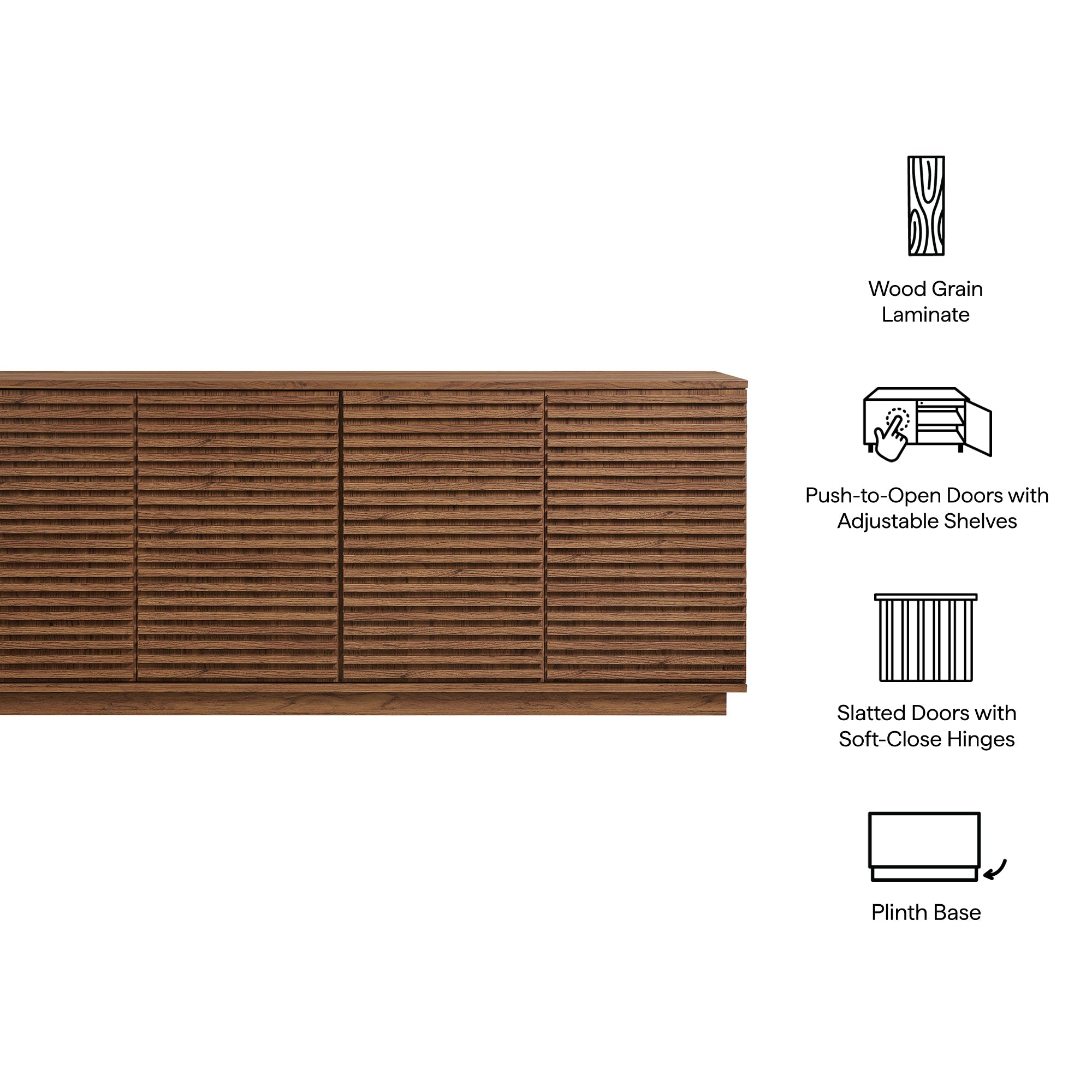 Render 4-Door Fluted Sideboard Cabinet TV Stand by Modway