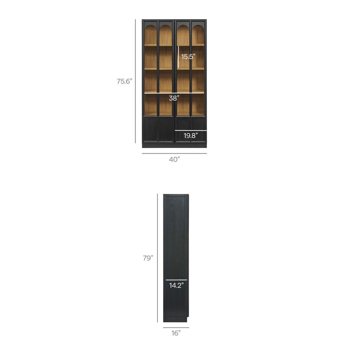 Anwen Solid Wood and Glass Display Cabinet