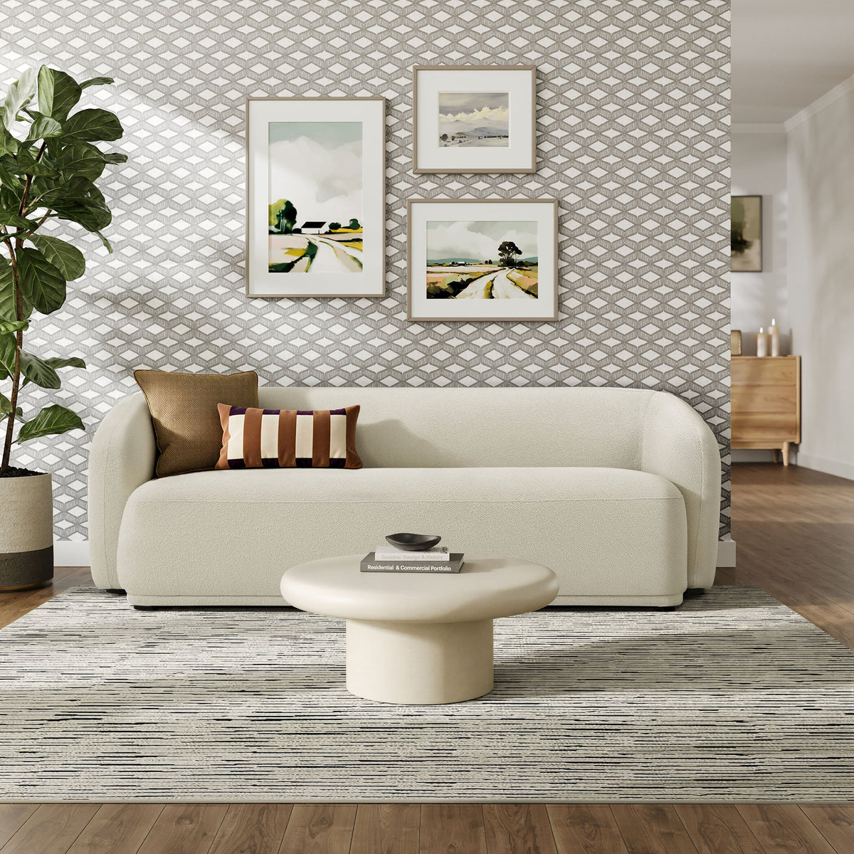 Monica 88 Inch Boucle Fabric Sofa