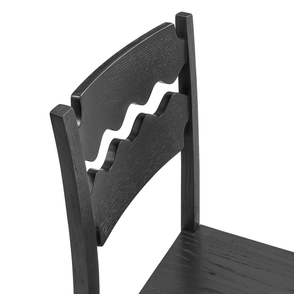 Jax Oak Wood Dining Chair With Wavy Razor Back