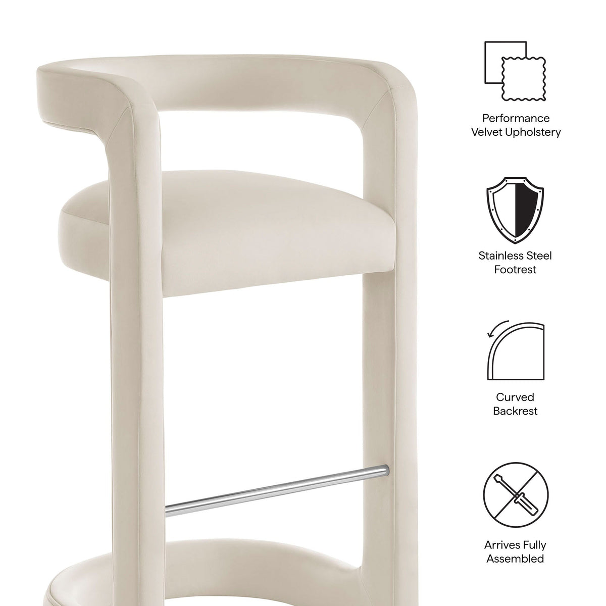Winslow Performance Velvet Bar Stool Set of 2