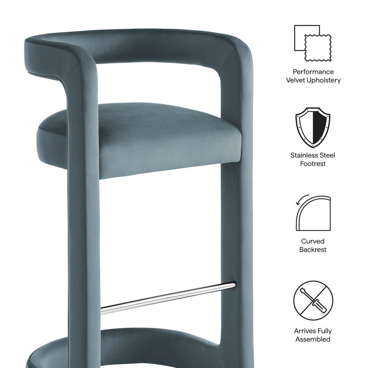 Winslow Performance Velvet Bar Stool Set of 2