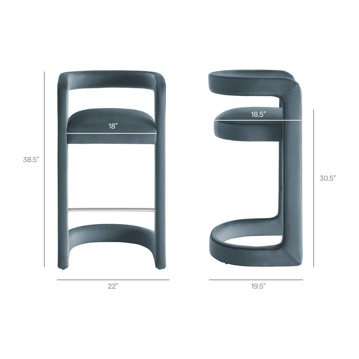 Winslow Performance Velvet Bar Stool Set of 2