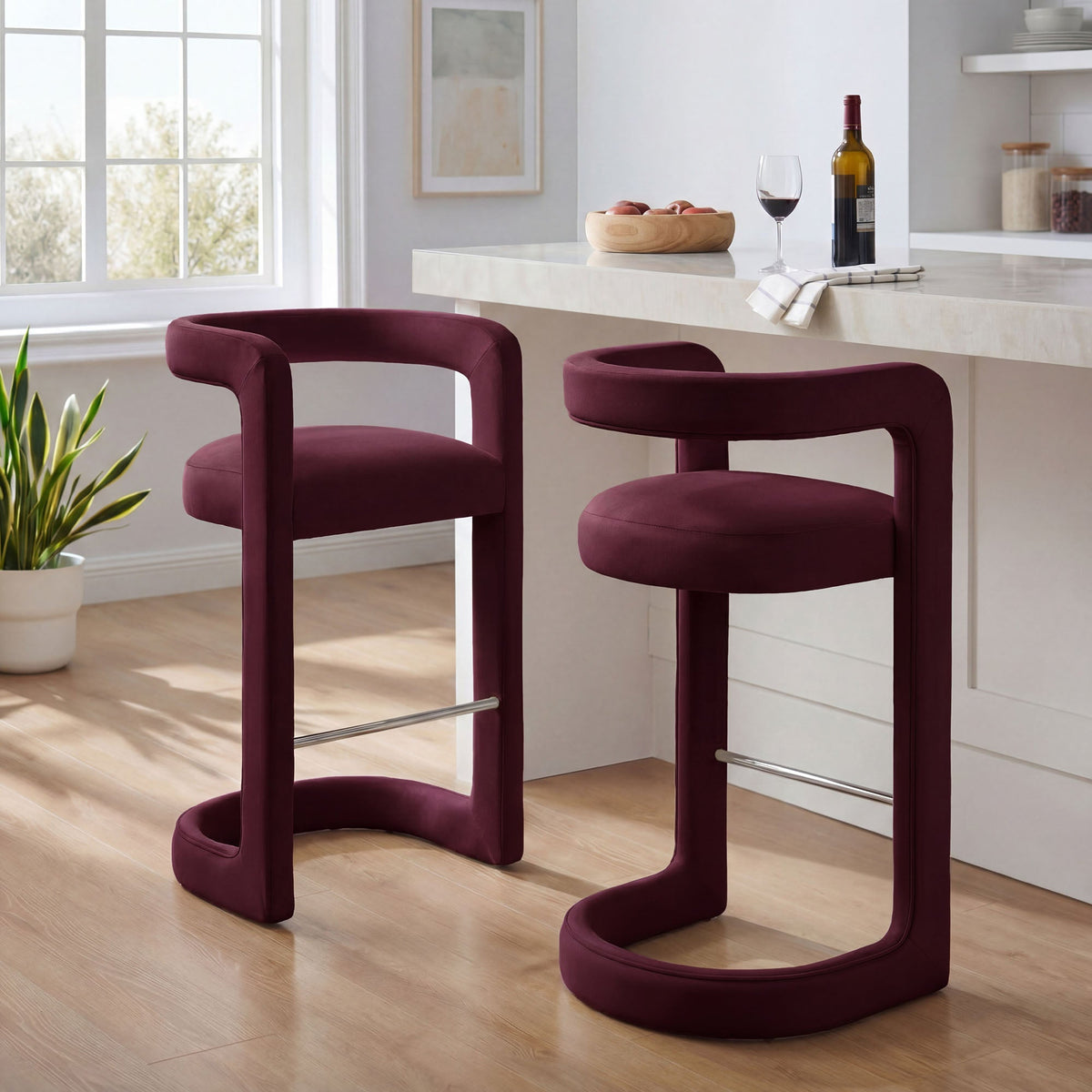 Winslow Performance Velvet Bar Stool Set of 2