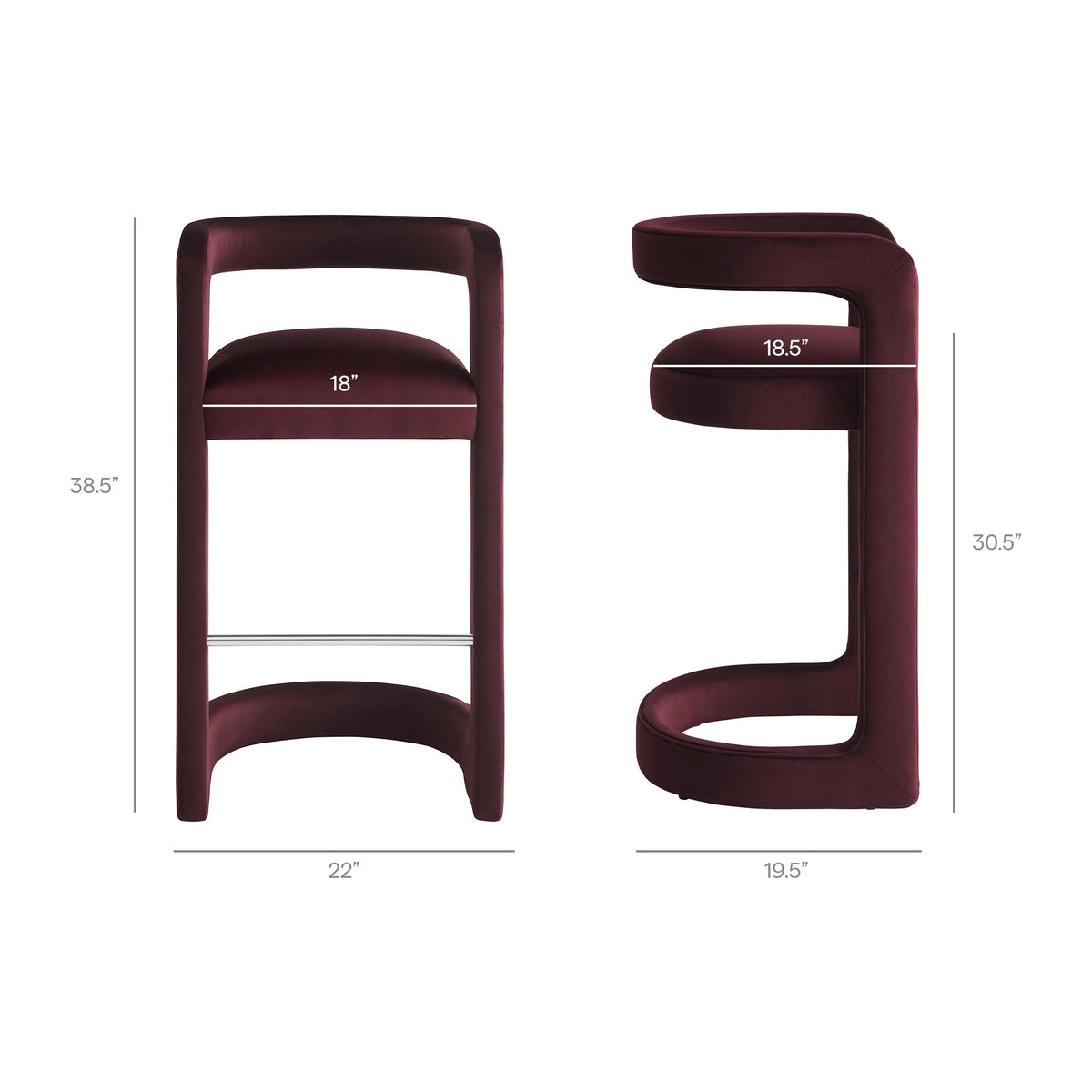 Winslow Performance Velvet Bar Stool Set of 2