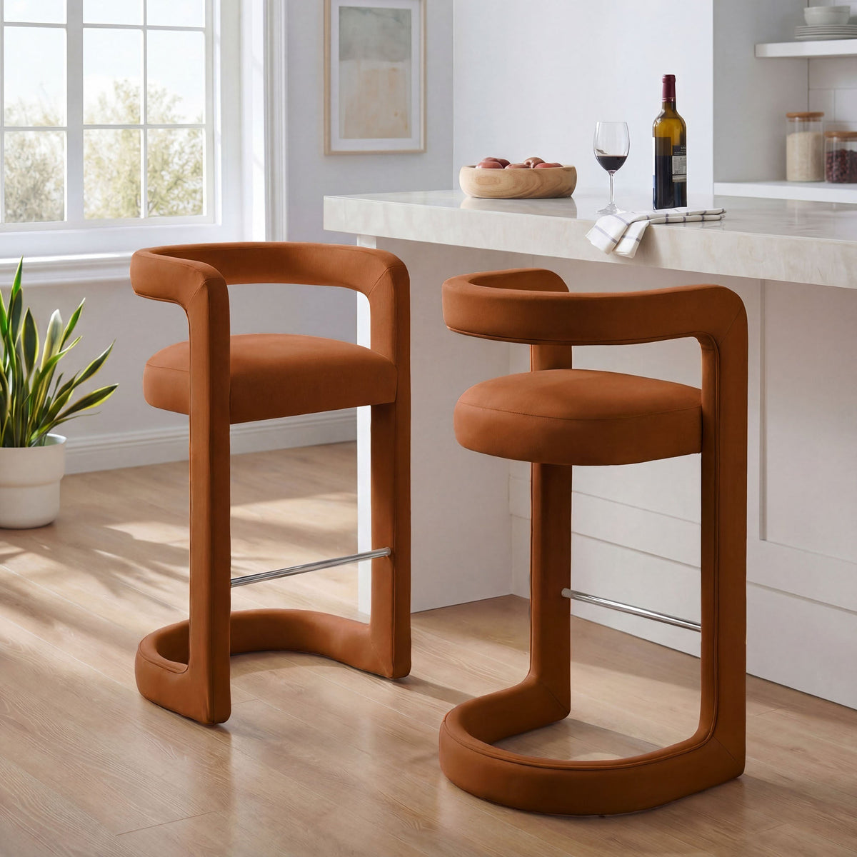 Winslow Performance Velvet Bar Stool Set of 2