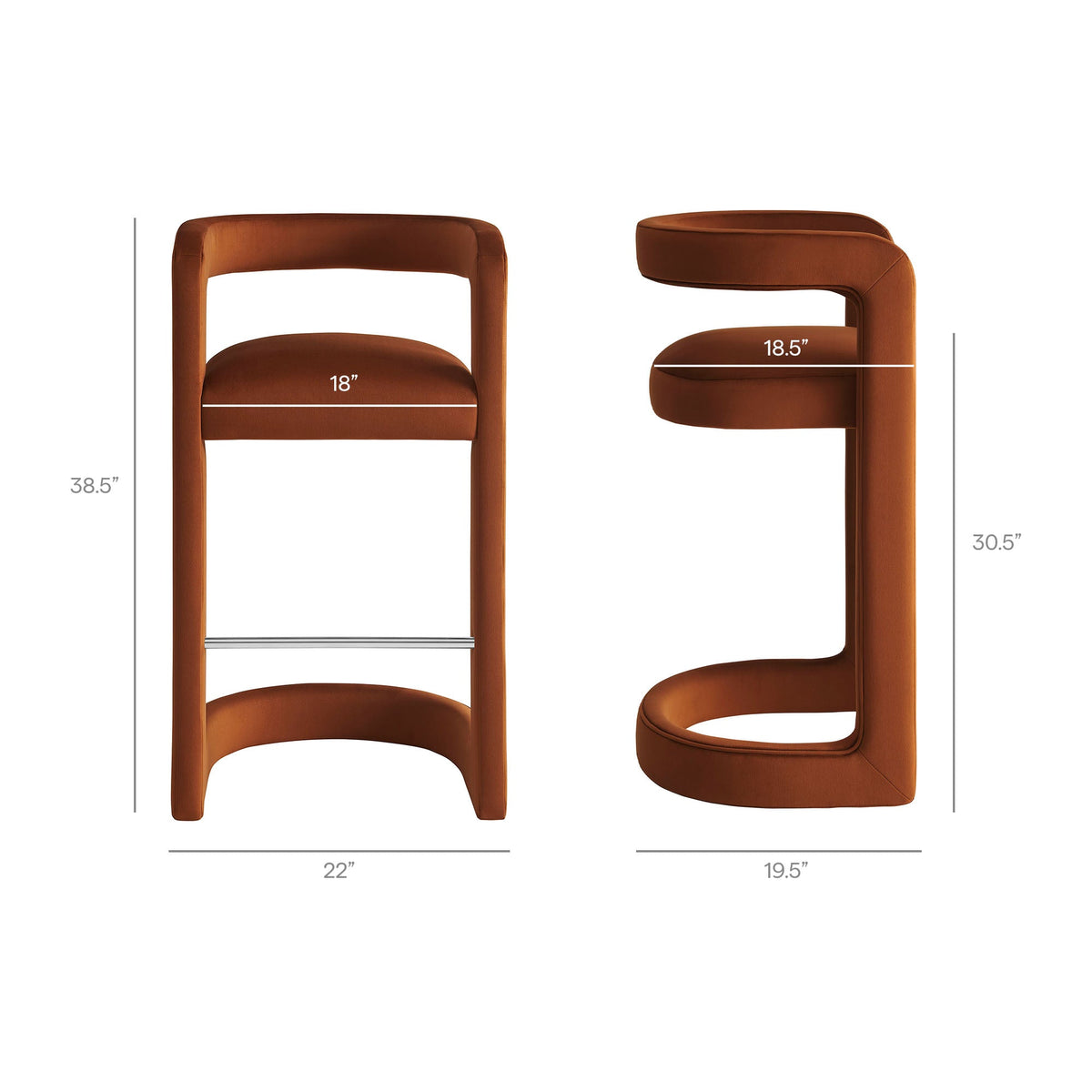 Winslow Performance Velvet Bar Stool Set of 2