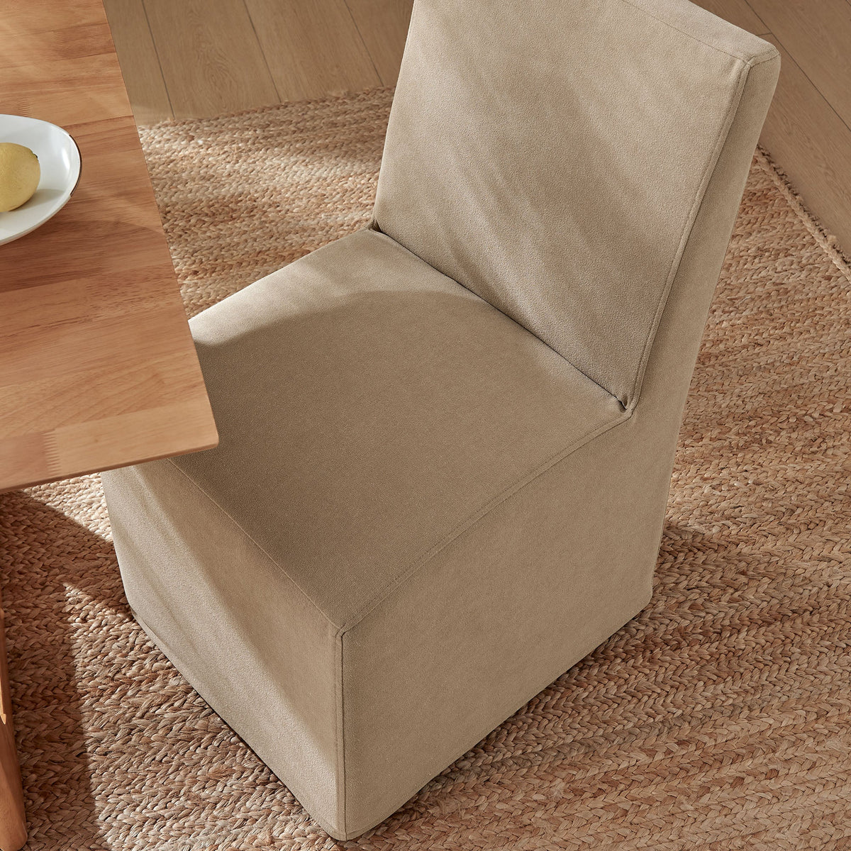 Tessera Upholstered Linen-Blend Slipcovered Dining Chair, Almond - view 6