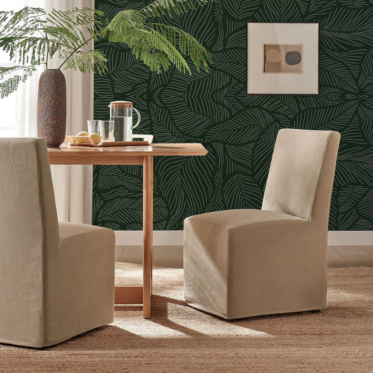 Tessera Upholstered Linen-Blend Slipcovered Dining Chair, Almond - view 7