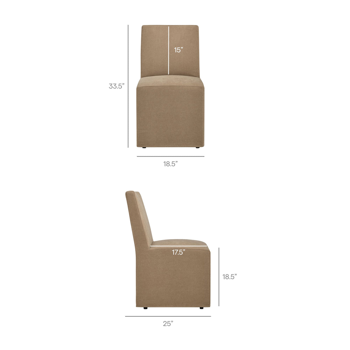 Tessera Upholstered Linen-Blend Slipcovered Dining Chair, Almond - detail view