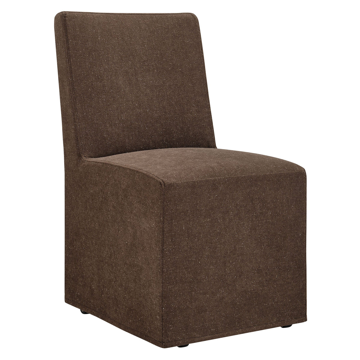 Tessera Upholstered Linen-Blend Slipcovered Dining Chair, Cocoa - view 1