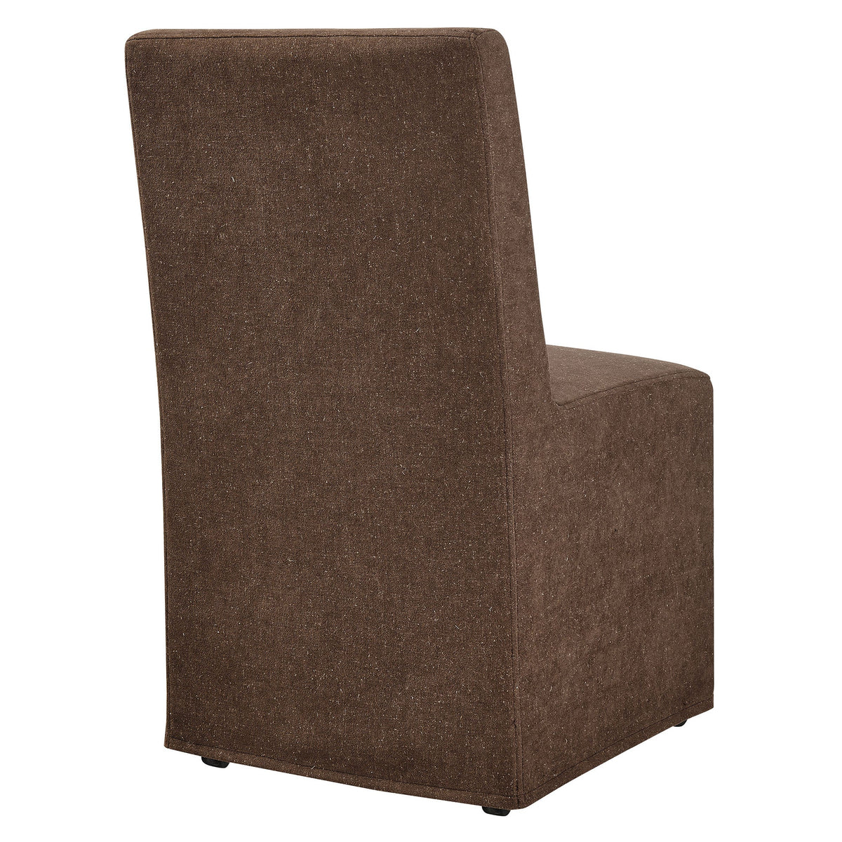 Tessera Upholstered Linen-Blend Slipcovered Dining Chair, Cocoa - view 3