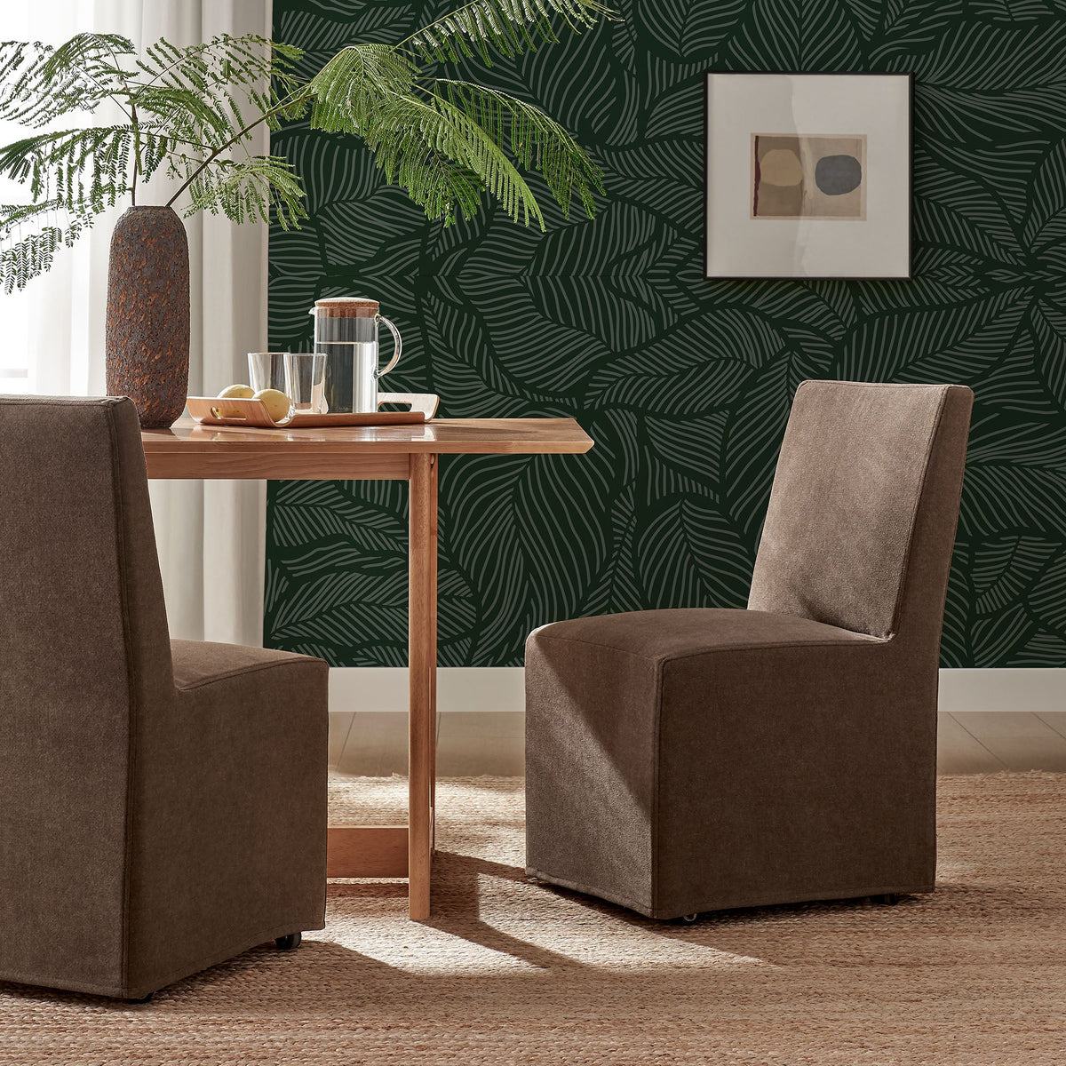 Tessera Upholstered Linen-Blend Slipcovered Dining Chair, Cocoa - view 7