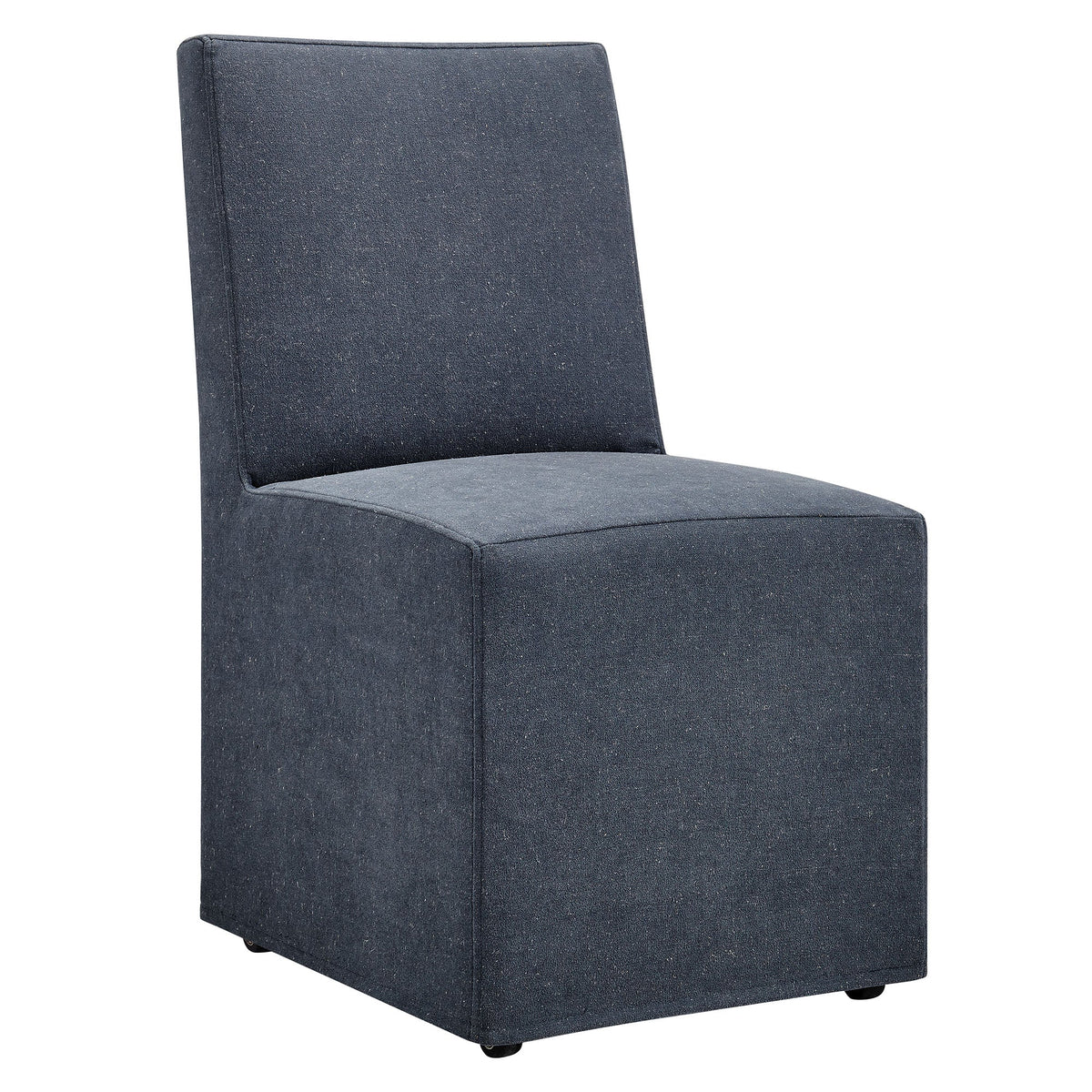 Tessera Upholstered Linen-Blend Slipcovered Dining Chair, Denim - view 1