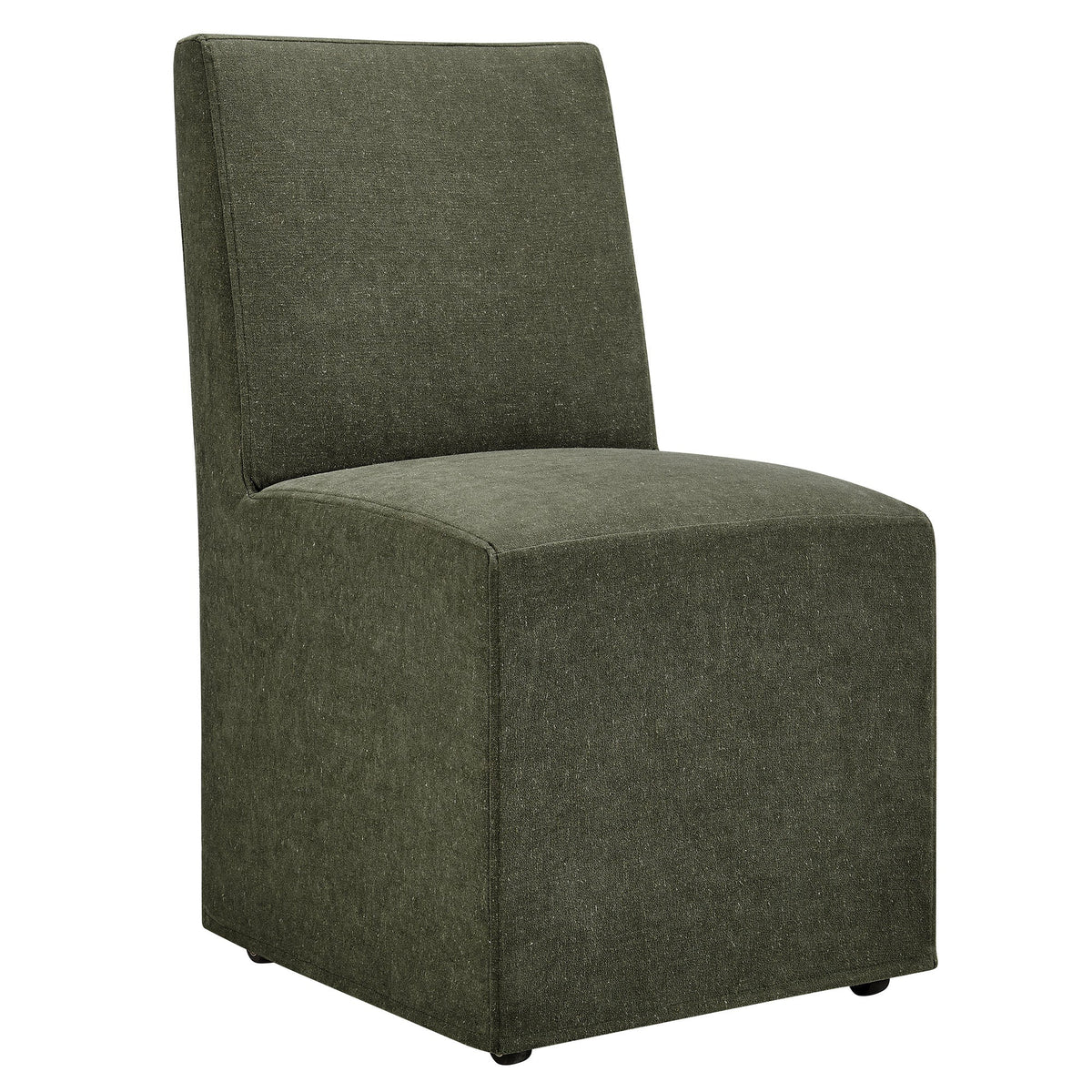 Tessera Upholstered Linen-Blend Slipcovered Dining Chair, Sage - view 1