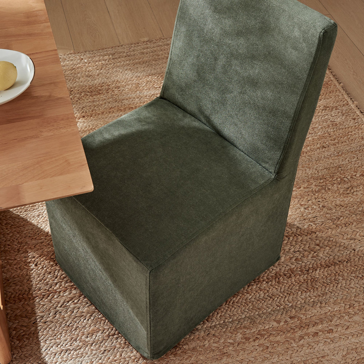 Tessera Upholstered Linen-Blend Slipcovered Dining Chair, Sage - view 6