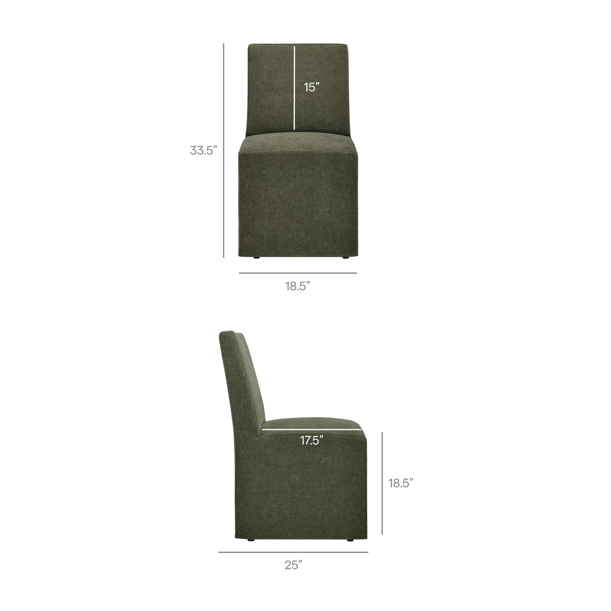Tessera Upholstered Linen-Blend Slipcovered Dining Chair, Sage - detail view