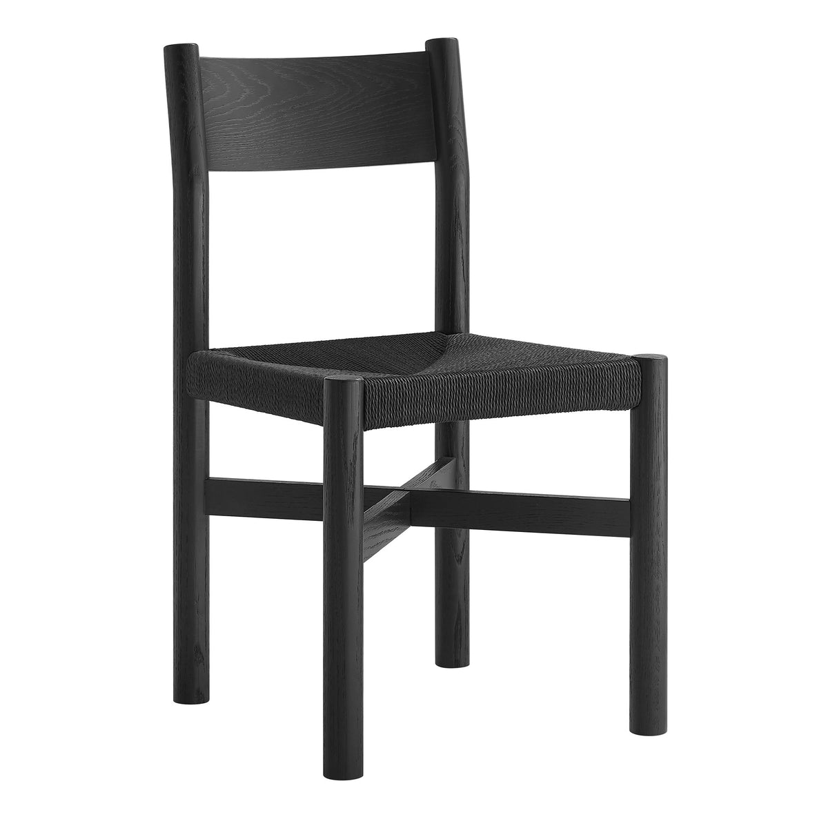 Alvia Oak Wood Dining Side Chair With Woven Seat