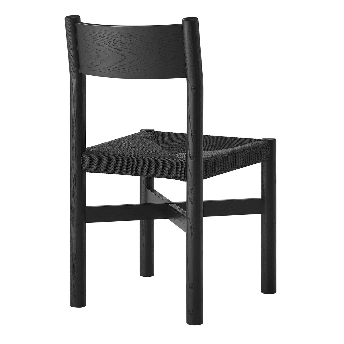 Alvia Oak Wood Dining Side Chair With Woven Seat