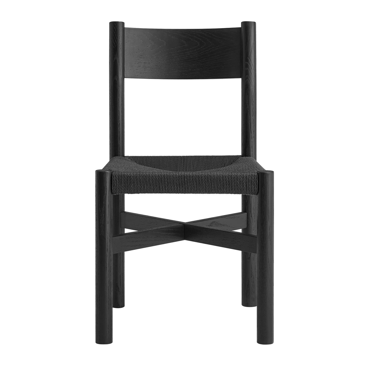 Alvia Oak Wood Dining Side Chair With Woven Seat