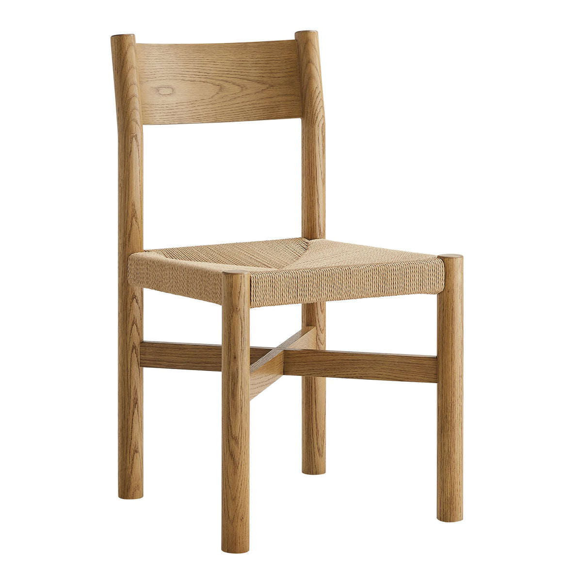 Alvia Oak Wood Dining Side Chair With Woven Seat