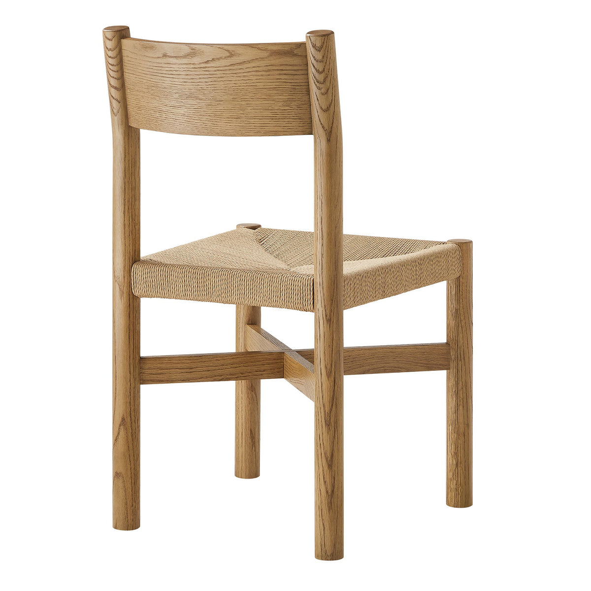Alvia Oak Wood Dining Side Chair With Woven Seat