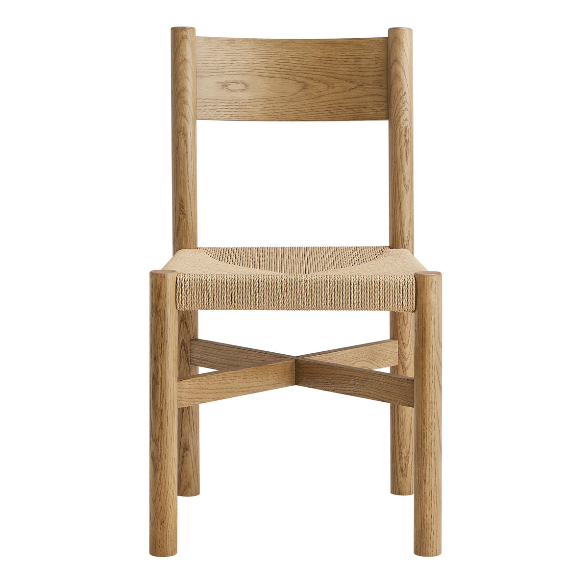 Alvia Oak Wood Dining Side Chair With Woven Seat